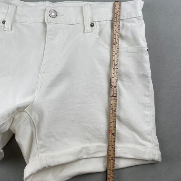 Levi's Denim Shorts Wmn 32 White Mid Rise Cuffed Stretch Cotton Zip Fly 5 Pocket - Picture 6 of 8